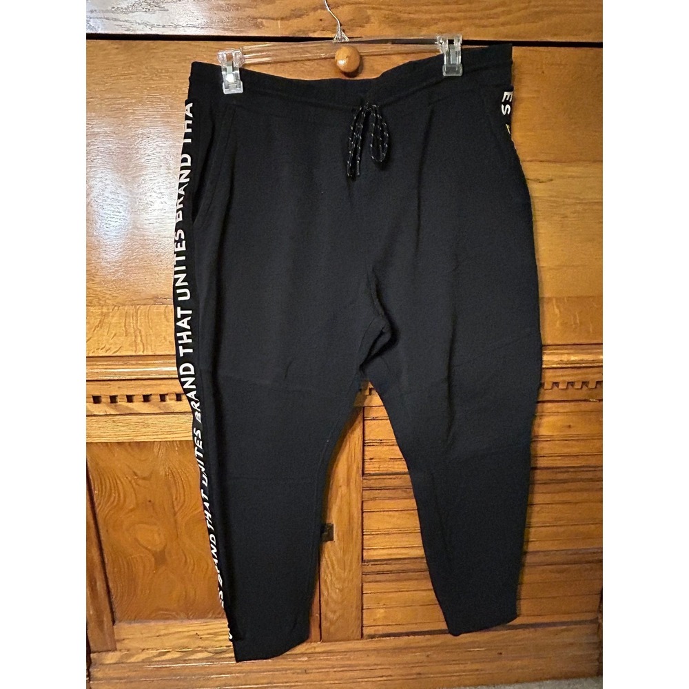 Express Athleisure Black‎ Joggers Stripe 'Brand That Unites' Sweatpants Athletic